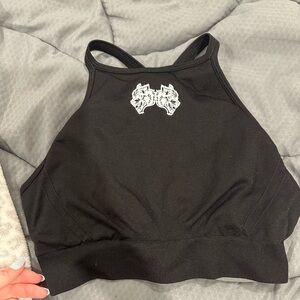 Dark high neck sports bra